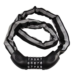 Asudaro Accessories Mountain Bike Anti-Theft Lock, Asudaro Bike Lock Anti-Theft Security 5 Digit Password Bike Chain Locks with Reflective Stripes Universal for Bicycles, Gates, Scooter, Lawn Mowers, Skateboards