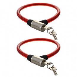 MroMax Accessories MroMax 2 Pcs Red Plastic Cover Steel Wire Bicycle Cable Lock 63cm Long w Keys