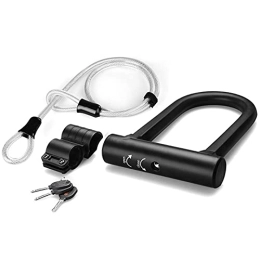 N / B Bike Lock N / B Bike U Lock, Heavy Duty High Security D Shackle Bike Lock，with 4ft / 1.2m Steel Flex Cable，Rugged and Safe, for Bicycles, Motorcycles, and Electric Vehicles