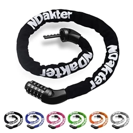 NDakter Accessories NDakter Bike Chain Lock, 5 Digit Combination Heavy Duty Anti Theft Bicycle Chain Lock, 3.2 feet Long Security Resettable Bike Locks for Bike, Bicycle, Scooter, Motorcycle, Door, Gate, Fence