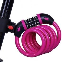 NEHARO Bike Lock NEHARO Bike Locks Universal Bicycle 5-digit Code Lock Bicycle Road Bike Lock Riding Equipment for MTB (Color : Pink, Size : 1.2x120cm)