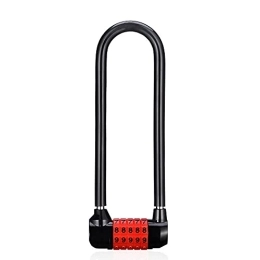 OIUYT Bike Lock OIUYT Security lock, U-Shaped Password Lock Bicycle Five-Password Lock Resettable Security Lock Password Luggage Bag Suit Hardware Bike Chain Lock (Color : Red) (Black)