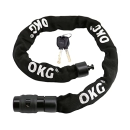 OKG Accessories OKG NVSMART Integrated Bike Chain Locks, 3-Foot Length, 1 / 4 inch Thick Cut Proof Square Hardened Alloy Steel Anti-Theft Chain Locks for Bike, Scooter, Trailer, Gate, Fence, Grill, Black