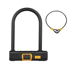  Bike Lock Outdoor U-lock Bike Locks Heavy Duty Bicycle Combination Lock, High Security 4 Digit, Steel Cable 120cm / 48in, Anti Rust, Black