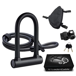 Generic Accessories Outdoors Bike Lock Bike lock Strong Security U Lock with Steel Cable Bike Lock Combination Anti-theft Bicycle Bike Accessories for Road Motorcycle
