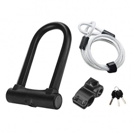 Ouumeis Accessories Ouumeis Bike Lock Anti-Theft Lock U Type Lock, Serpentine Key, Waterproof And Dustproof, Security And Anti-Theft, Zinc Alloy C Class Anti-Theft, Lock + Bracket + Key + Cable, Black, 205 * 130 * 25Mm
