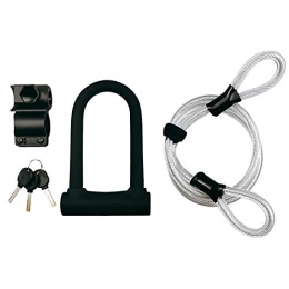 Ouumeis Accessories Ouumeis Bike Lock, Anti-Theft Lock U Type Lock, Zinc Alloy Lock Body, Waterproof And Dustproof, Security And Anti-Theft, PVC Shell, Antiseptic, Durable, Lock+Key+Bracket+Steel Cable, Black, 193 * 123 * 32Mm