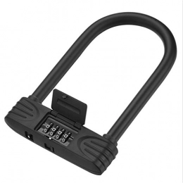 Ouumeis Accessories Ouumeis Bike Lock, U-Shaped Lock, 4-Digit Code Lock, Anti-Theft, Full Mechanical Structure Lock Body, Waterproof And Hydraulic Safety Lock, Durable And Strong, Suitable for Bicycle, Black, 220×145×16mm