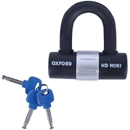 Oxford products Bike Lock Oxford 14mm HD Mini Small Short Sold Secure Motorcycle Scooter Bicycle Bike Heavy Duty Shackle Lock Black Gold Secure