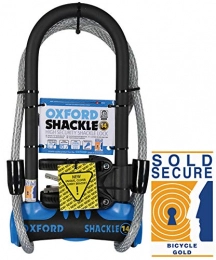 Oxford Accessories Oxford Shackle 14 Duo Sold Secure Gold U-Lock - Black / Blue, 32cm x 1.4cm & Cable / Bicycle Solid Steel Heavy Duty Security Bike Lock Strong Tough Theft Cycling Cycle Locking Protective Accessories