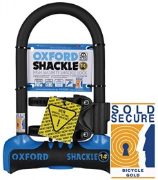 Oxford  Oxford Shackle 14 Sold Secure Gold U-Lock - Black / Blue, 26cm x 1.4cm / Bicycle Solid Steel Heavy Duty Metal Security Bike Lock Strong Tough Anti Theft Cycling Cycle Locking Protective Accessories City