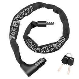 DXSE Bike Lock Password Key 2 in 1 Bicycle Chain Lock 4 Code 2 Keys Double Open Motorcycle Scooter Anti-Theft Lock Safety Accessories (Color : Password 96cm)