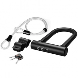 PKMA Bike Lock PKMA Heavy Duty Bike U Lock, 4 Feet Steel Cable, Silicone Coated, 3 Buttons, Scratch Resistant, Suitable For Bicycles,