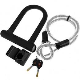PrimeMatik.com Bike Lock PrimeMatik - Steel bicycle and motorcycle lock 130 x 200 mm U-shaped with key and cable 120 mm