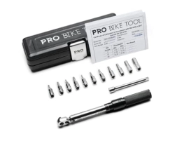 PRO BIKE TOOL 1/4 Inch Drive Click Torque Wrench Set – 2 to 20 Nm – Bicycle Maintenance Kit for Road & Mountain Bikes - Includes Allen & Torx Sockets, Extension Bar & Storage Box (Silver)