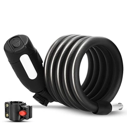 PURRL Bike Lock PURRL Bike Lock, Bike Locks Cable Lock Coiled Secure Keys Bike Cable Lock with Mounting Bracket, 11mm Diameter (Color : Black, Size : 1.2m) little surprise