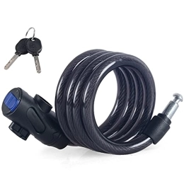 PURRL Accessories PURRL Bike Lock Cable, 4 Feet Bike Cable Lock With ，Keys High Security Cable Lock Coiled Bike Lock With Mounting Bracket, 1 / 2 Inch Diameter (Color : Black, Size : 12MM / 120cm) little surprise