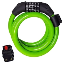 PURRL Bike Lock PURRL Bike Lock Cable, 5 Digit Password Combination Anti-Theft Bike Locks Core Steel Wire Bicycle Lock Chain Self Coiling Resettable with Mounting Bracket。 (Color : Green) little surprise