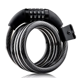 PURRL Bike Lock PURRL Bike Lock, Cable Bicycle Lock Anti-Theft with Keys, Waterproof Portable Bike Lock Coiling Cable with Mounting Bracket and Reflective Strips (Color : Black, Size : 12mm-1.5m) little surprise