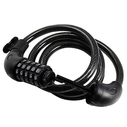 PURRL Accessories PURRL Cable Bike Lock, High Security 5 Digit Resettable Combination Cable Lock Coiling Steel Lock with Free Mounting Bracket (Color : Black, Size : 125cmx12mm) little surprise