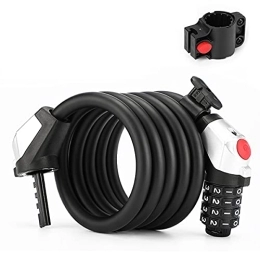 PURRL Accessories PURRL Keyless Bicycle Cable Lock Security Resettable Combination Bike Cable Steel Lock Led Night Light5-Digital Codes 120cm-150cm Long 12mm Diameter Black (Size : A) little surprise