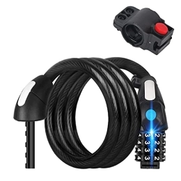PURRL Bike Lock PURRL Keyless Bicycle Cable Lock Security Resettable Combination Bike Cable Steel Lock with Reflector Cable Led Night Light 4-Digital Codes Black (Size : 12MM-1.5MBlack2) little surprise