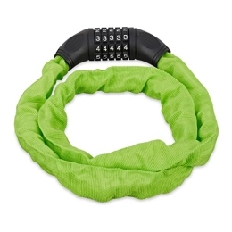 Relaxdays Bike Lock Relaxdays 10026006_53, Green Bikes, 5 Digit Combination Lock & Chain for Security, Bicycle Lock, Steel