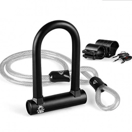 Rieassso Bike Lock Rieassso U-lock bicycle Safety Anti-theft bike Steel cable lock Prevent Pry Motorcycle Gates Fence Safety Cycling MTB 3 Key