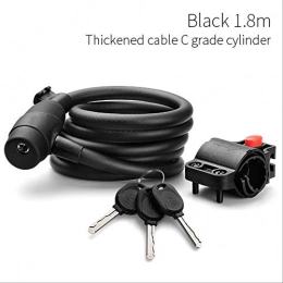 Rioneon Bike Lock Rioneon Advanced anti-theft bicycle lock Bike Lock 1.8m 1.4m Bicycle Cable Lock Anti-theft Lock With 3 Keys Cycling Steel Wire Security Road Bicycle Locks Black Key 180cm