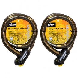 Rolson Tools Ltd Bike Lock Rolson Multi Purpose Heavy Duty Bicycle Cable Lock 24x1000mm Black (Pack of 2) (2)