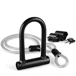 SDFHS54HD Accessories SDFHS54HD U-Bicycle Locks with Cable & Bracket, Heavy Duty Motorcycle Anti-Theft Supplies for Road-Bikes Mountain-Bikes Electric-Bikes (Color : Black)
