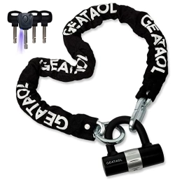 Generic Accessories Security Motorcycle Lock Geataol Heavy Duty Bike Chain Locks 120cm / 4ft Long with End Ring 10mm Thick Chain Lock with 4Keys 16mm U Lock, Ideal for Scooters, Moped, Gates
