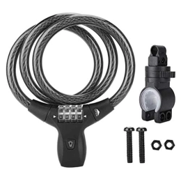 SGSG Bike Lock SGSG Bike Cable Locks, with LED Night Light Cycling Lock Cable 4-Digits Codes Resettable with Mounting Bracket Cable Chain Lock, for Bicycles Scooter Strollers Lawnmower, 85cm