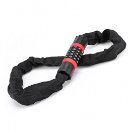 SHHMA Accessories SHHMA Bike Chain Lock, 5 Digit Combination Anti-Theft Password Bicycle Lock, Ideal for Outdoor Motorcycle E-Bike Bikes, Black red, 0.6m