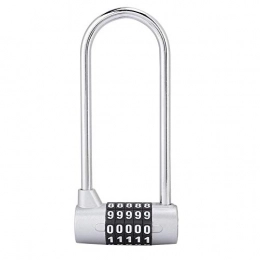 Dioche  Smart Bicycle U-Lock, Anti-Theft Lock Intelligent Password U-Lock, Zinc Alloy Combination Digit Password Code Lock Cabinet Door Padlock for Glass Door, Bike, Motorcycle (Silver)