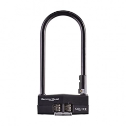 Henry Squire Accessories Squire Heavy Duty D Lock (Hammerhead Combi230) - Hardened Steel Bicycle Lock For Tough Security - High Pick Resistance 6 Wheel Combination Lock - Sold Secure Gold Bike Lock For All Purposes (230mm)