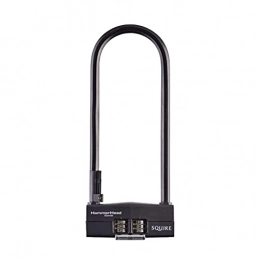 Henry Squire Accessories Squire Heavy Duty D Lock (Hammerhead Combi290) - Hardened Steel Bicycle Lock For Tough Security - High Pick Resistance 6 Wheel Combination Lock - Sold Secure Gold Bike Lock For All Purposes (290mm)