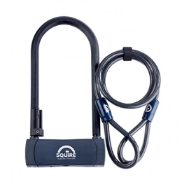 Squire Bike Lock Squire Heavy Duty D Lock (Hammerhead230 / 10c) - Hardened Steel Bicycle Lock For Tough Security - High Pick Resistance With Double Locking Mechanism - Sold Secure Gold Bike Lock For All Purposes (230mm)