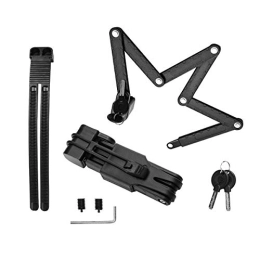Surplex Folding Bike Lock, Small and Compact Foldy Lock, Heavy Duty Bicycle Security Chain Lock with 6 High Security Hardened Metal Joints, Anti-theft Bike Lock with holder and 2 security keys, Black