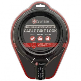 Swissii Combination Cable Bike Lock - Heavy Duty, Perfect for Bicycles, Scooters & Strollers - Quality Construction, 12 Months Warranty.