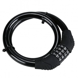 TIANCHE bicycle lock Combination Number Code Bike Bicycle Cycle Lock 12mm X 650mm Steel Cable Chain Anti-theft Mountain Bike Lock Bicycle Accessories (Color : Black)