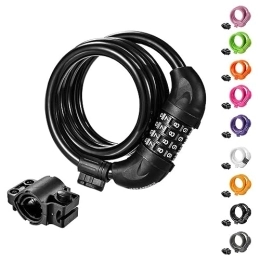 Titanker Accessories Titanker Bike Lock, Bike Locks Cable 4 Feet Coiled Secure Resettable Combination Bike Cable Lock with Mounting Bracket, 1 / 2 Inch Diameter