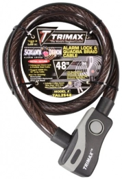 Trimax Bike Lock Trimax Alarmed Lock & Quadra-Braid Cable 4' L X 25Mm TAL2548, Card Packaging, Black