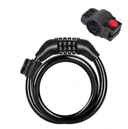TTW Accessories TTW Mountain Bike Lock 5 Digit Code Combination Security Electric Cable Lock Anti-theft Cycling Bicycle Locks Bicycle Accessories Bike Locks with Keys (Color : Black(65cm))