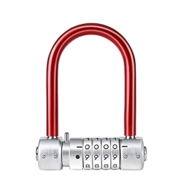 Generic Accessories U Lock Shackle, Bike Lock, Bike Lock Cable, Bike U Lock - 4 Digit, Bicycle Combination Lock, Security Resettable Cable Lock, Anti-Theft Accessories, Resettable, 20x15cm (Color : Red)