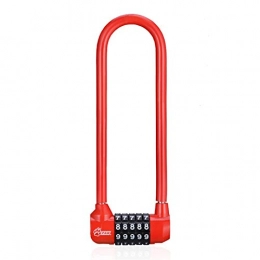 CTZL Accessories U-Locks Padlock U-Shaped Password Lock Bicycle Five-Digit Password Lock Resettable Security Lock Password Luggage Bag Suit Hardware, Bike U Lock (Color : Red)