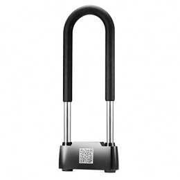 CTZL Accessories U-Locks Waterproof Keyless Bluetooth Smart Lock Padlocks Anti-theft Glass Door Fingerprint APP Smart Lock For Motorcycle Scooter Padlock，bike U Loc (Color : Black)
