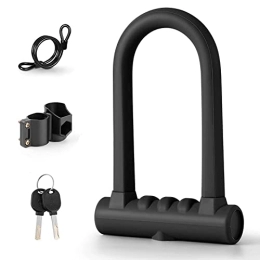 MotuTech Bike Lock U-Shaped Bicycle Lock with Silicone Coated Steel with Mounting Bracket, Double Opening Lock, Thick and Stiff, Shear Resistant (Black + 1.25 m Steel Cable)
