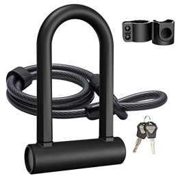 UBULLOX Bike Lock UBULLOX Bike U Lock Heavy Duty Bike Lock Bicycle U Lock, 16mm Shackle and 4ft Length Security Cable with Sturdy Mounting Bracket for Bicycle, Motorcycle and More