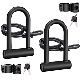 UBULLOX Bike Lock UBULLOX Bike U Lock Heavy Duty Bike Lock Bicycle U Lock, 16mm Shackle and 4ft Length Security Cable with Sturdy Mounting Bracket for Bicycle, Motorcycle and More, 2Pack